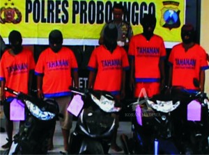 DIBEKUK. Pelaku tindak kriminalitas di wilayah hukum Polres Probolinggo yang berhasil dimankan dalam waktu sepekan.