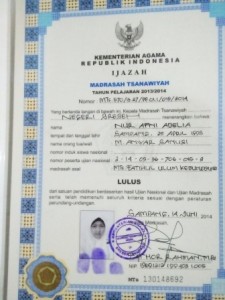 KOSONG. Salah satu Ijazah milik warga Desa Gunung Eleh, Kecamatan Kedungdung, yang pada kolom NISN di lembar ijazahnya tidak dicantumkan, Rabu (24/8).