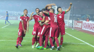 Pemain timnas Indonesia merayakan gol Hansamu Yama Pranata.@affsuzukicup