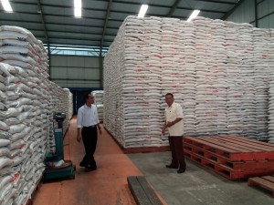 Stok beras di gudang Bulog, Jl Raya Larangan Tokol, Kecamatan Tlanakan, Pamekasan. (ALI SYAHRONI)