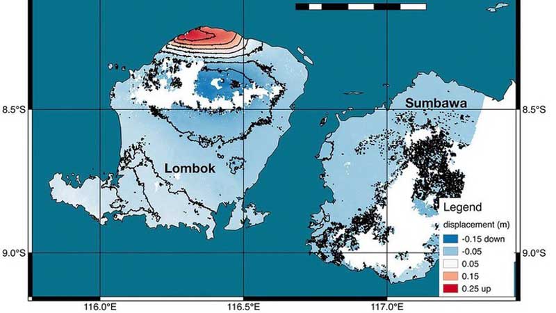 Gempa Lombok Sebabkan Permukaan Daratan Naik 25 Cm