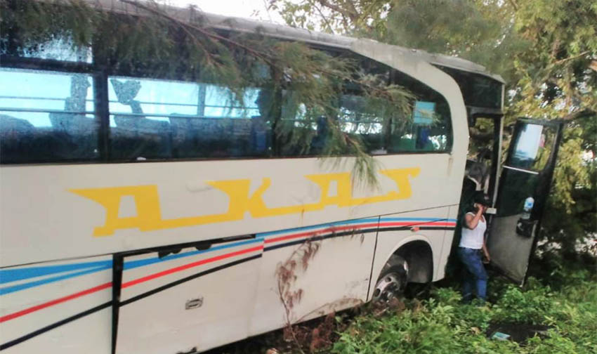 Bus Jurusan Sumenep-Surabaya Tabrak Pohon