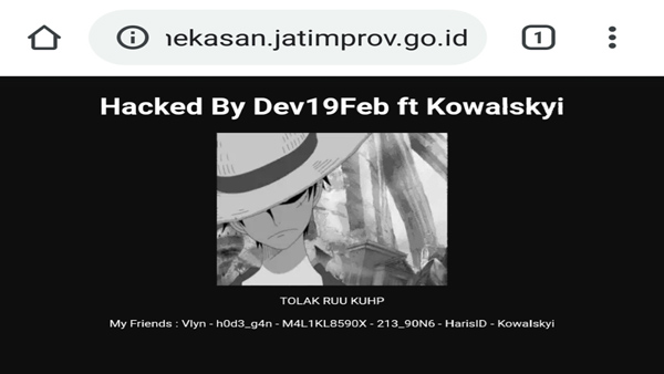 Situs Bakorwil Pamekasan Diretas “Hacker”, Tolak RUU KUHP