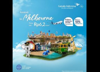 Garuda terbang ke Melbourne