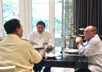 Berbalut Silaturahmi, Prabowo, Aburizal Bakrie, Airlangga Hartarto Duduk Satu Meja